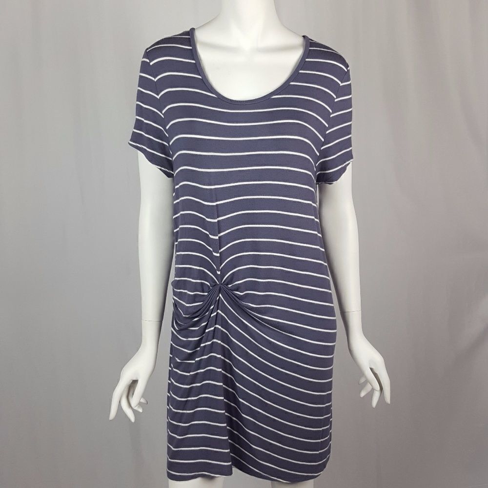 Deletta Anthropologie Gray White Striped Dress
